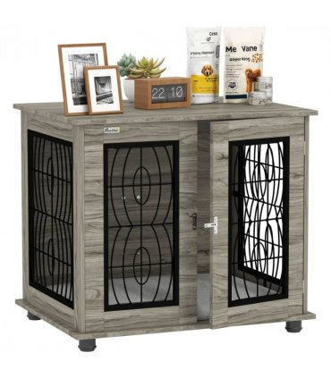 PawHut Dog Crate Furniture, End Table for Medium Dogs w/ Cushion