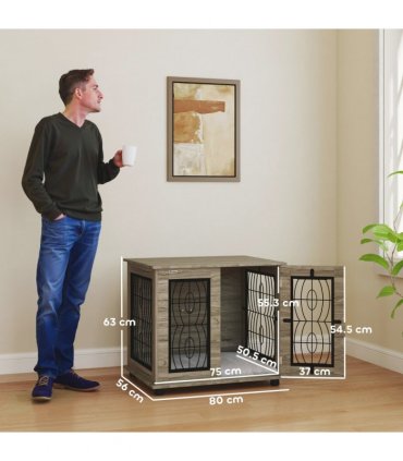 PawHut Dog Crate Furniture, End Table for Medium Dogs w/ Cushion