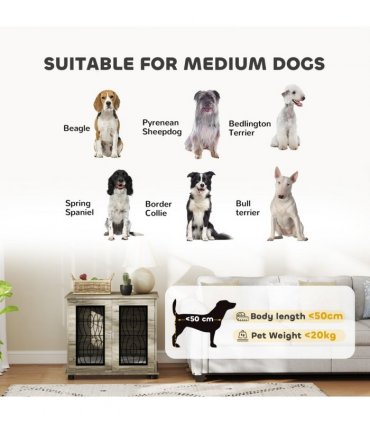 PawHut Dog Crate Furniture, End Table for Medium Dogs w/ Cushion