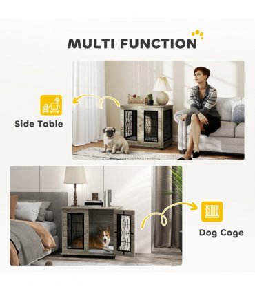 PawHut Dog Crate Furniture, End Table for Medium Dogs w/ Cushion