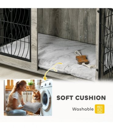 PawHut Dog Crate Furniture, End Table for Medium Dogs w/ Cushion