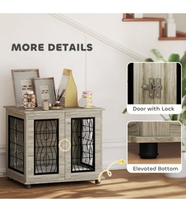 PawHut Dog Crate Furniture, End Table for Medium Dogs w/ Cushion