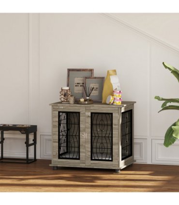 PawHut Dog Crate Furniture, End Table for Medium Dogs w/ Cushion