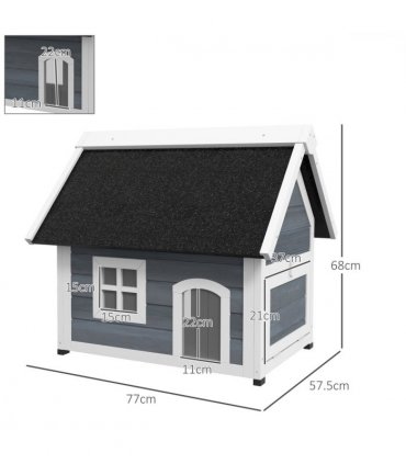 PawHut?Outdoor Feral Cat House with Openable Asphalt Roof,?Grey