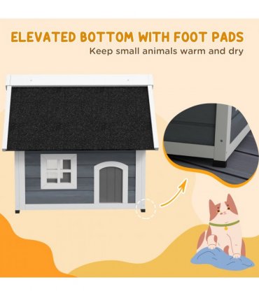 PawHut?Outdoor Feral Cat House with Openable Asphalt Roof,?Grey