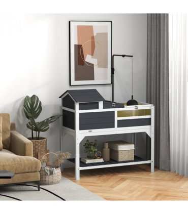 PawHut Tortoise House w/ Adjustable Lamp Holder, Openable Lid, Storage Shelf
