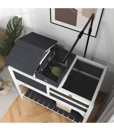 PawHut Tortoise House w/ Adjustable Lamp Holder, Openable Lid, Storage Shelf