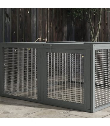 PawHut Wooden Folding Rabbit Run for 2-3 Rabbits, Guinea Pig, Grey