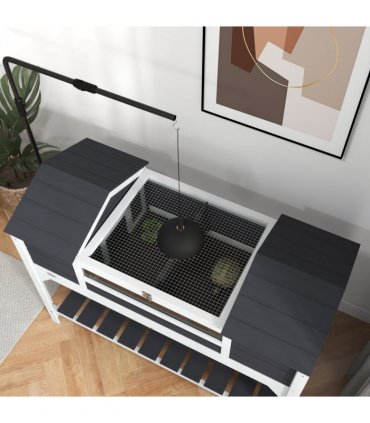 PawHut Tortoise House w/ Adjustable Lamp Holder, Openable Lid, Dual Main Houses