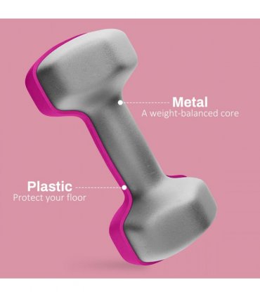 SPORTNOW Set of 2 Hexagonal Dumbbells Weights Pair, 2 x 3kg, Pink