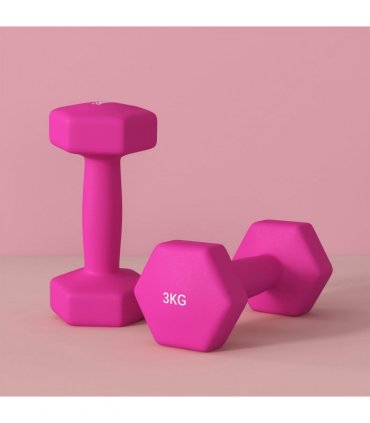 SPORTNOW Set of 2 Hexagonal Dumbbells Weights Pair, 2 x 3kg, Pink