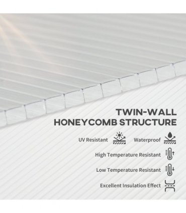 Outsunny 14 Pieces Twin-Wall Greenhouse Polycarbonate Sheets, 121 x 61 x 0.4cm