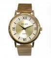 Pelex Mens Big Roman number Gold Case Gold Dial Gold Bracelet Strap Quartz Watch