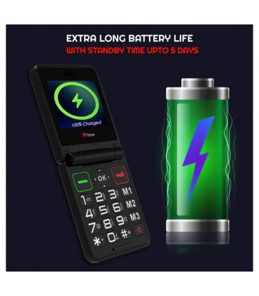 TTfone TT660 Flip Mobile Phone for Seniors - Folding Design, Big Buttons, Emergency Assistance, Long Battery Life with USB Cable