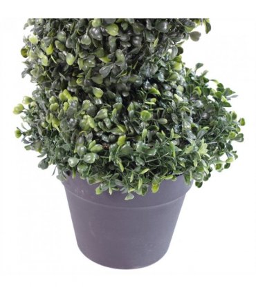 Pair of 90cm (3ft) Tall Artificial Boxwood Tower Trees Topiary Spiral Metal Top