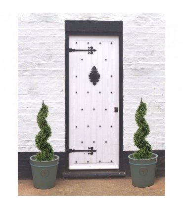 Pair of 90cm (3ft) Tall Artificial Boxwood Tower Trees Topiary Spiral Metal Top