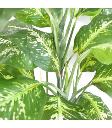 100cm Large Fox's Aglaonema (Spotted Evergreen) Tree Artificial Plant with Gold Metal Planter