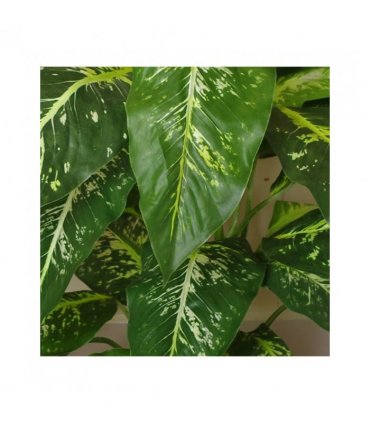 100cm Large Fox's Aglaonema (Spotted Evergreen) Tree Artificial Plant with Gold Metal Planter