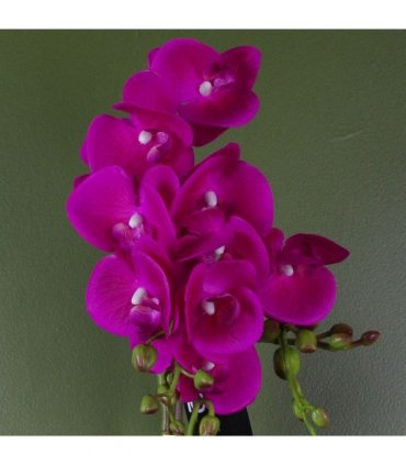 54cm Artificial Orchid Plant Dark Pink Gold Pot