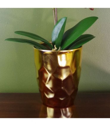 54cm Artificial Orchid Plant Dark Pink Gold Pot