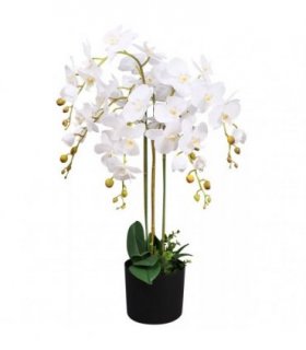 85cm Artificial Deluxe Bush Orchid White