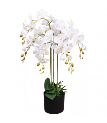85cm Artificial Deluxe Bush Orchid White