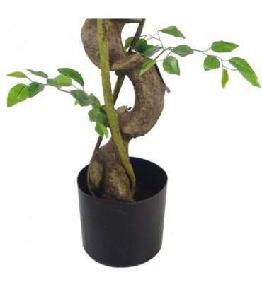 120cm Twisted Trunk Artificial Japanese Fruticosa Style Ficus Tree Gold Planter