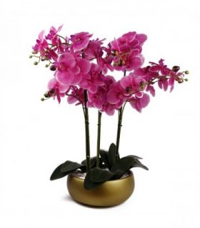 60cm Orchid Artificial Pink- Gold Ceramic Planter