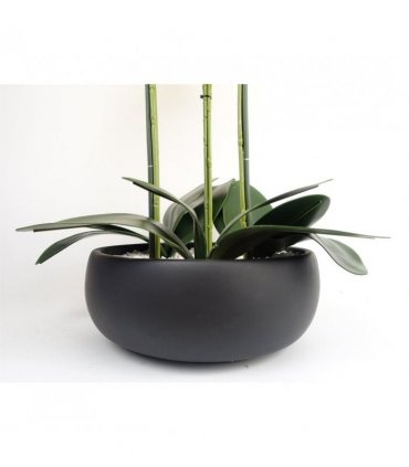 60cm Orchid Artificial Yellow Black Ceramic Planter
