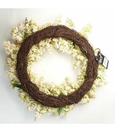 55cm Artificial Hanging White Berries Wreath