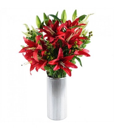 30cm Silver Dot Glass Vase