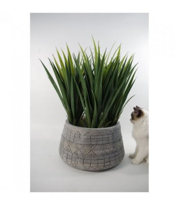 22cm x 37cm Large Grey Gliese Embossed Planter