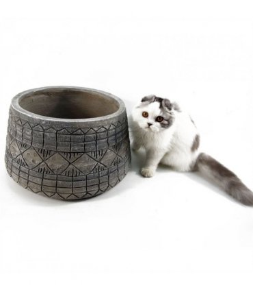 22cm x 37cm Large Grey Gliese Embossed Planter