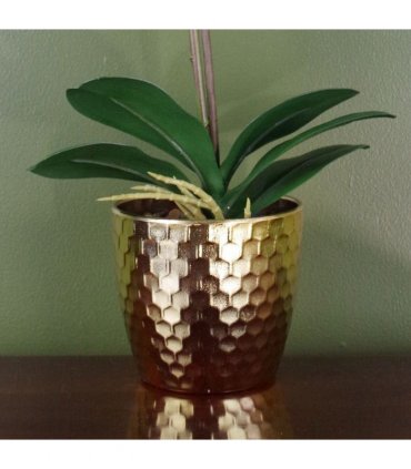 50cm Phalaenopsis Orchid Artificial Red Leopard Gold Pot
