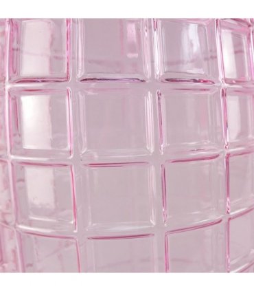 49cm Tall Pink Square Glass Vase