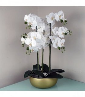 60cm Orchid Artificial White Gold Ceramic Planter