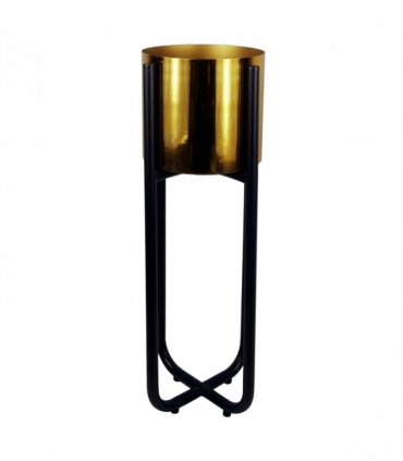 Tall Black Stand with Gold Metal Planter 62cm x 18cm