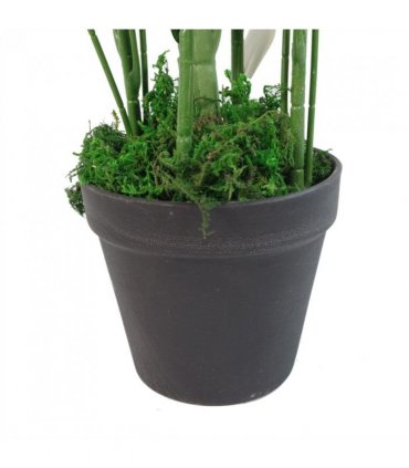 65cm Artificial Large Leaf Bamboo Shrub Plant with Gold Metal Planter