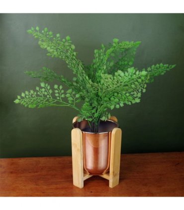 Gold Ceramic Planter Bamboo Stand Plant Pot