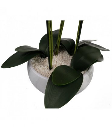 60cm Orchid Artificial White Marble Effect Ceramic Planter