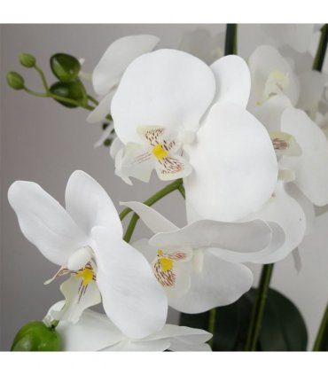 60cm Orchid Artificial White Marble Effect Ceramic Planter