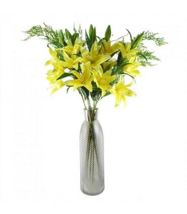 50cm Smoke Grey Diamond Tall Glass Vase