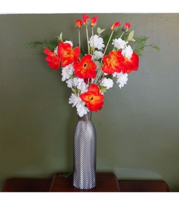 50cm Smoke Grey Diamond Tall Glass Vase