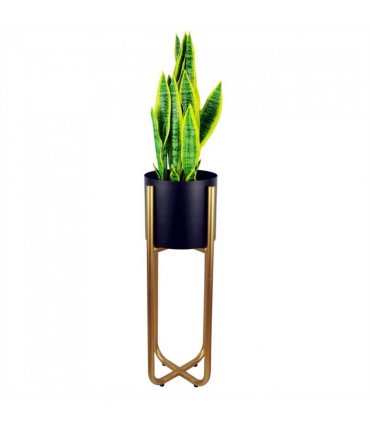 Tall Gold Stand with Iridescent Rainbow Metal Planter 62cm x 18cm