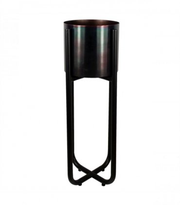 Tall Black Stand with Iridescent Rainbow Metal Planter 62cm x 18cm
