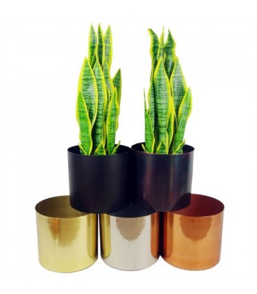 Metal Planter Plant Pot with Polished Silver Finish 20 x 18cm