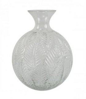 26cm Clear Fern Print Glass Bottle Vase