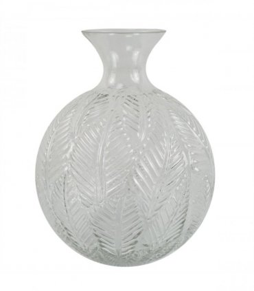 26cm Clear Fern Print Glass Bottle Vase