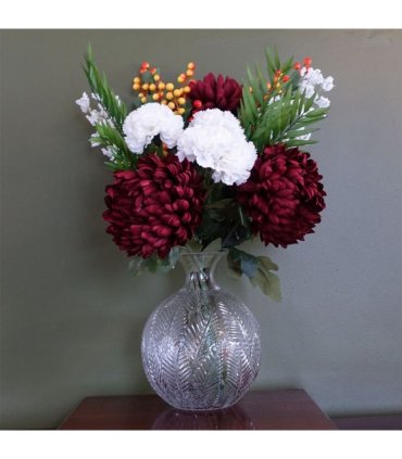 26cm Clear Fern Print Glass Bottle Vase