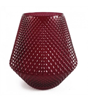 23cm Diamond Embossed Pink Glass Vase